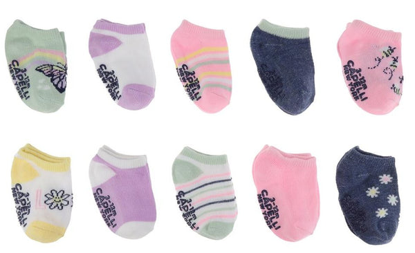 capelli new york Infant Girls 10 Pack No Show Socks with Grippers