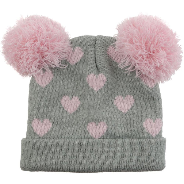 Capelli New York Infant Girls Heart Beanie And Mittens 2pc Set
