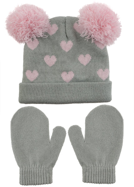capelli new york Infant Girls Heart Beanie and Mittens 2pc Set