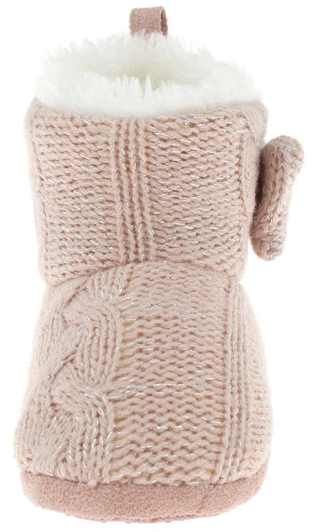 Capelli New York Infant Metallic Knit Boot With Bow Trim