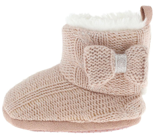 Capelli New York Infant Metallic Knit Boot With Bow Trim