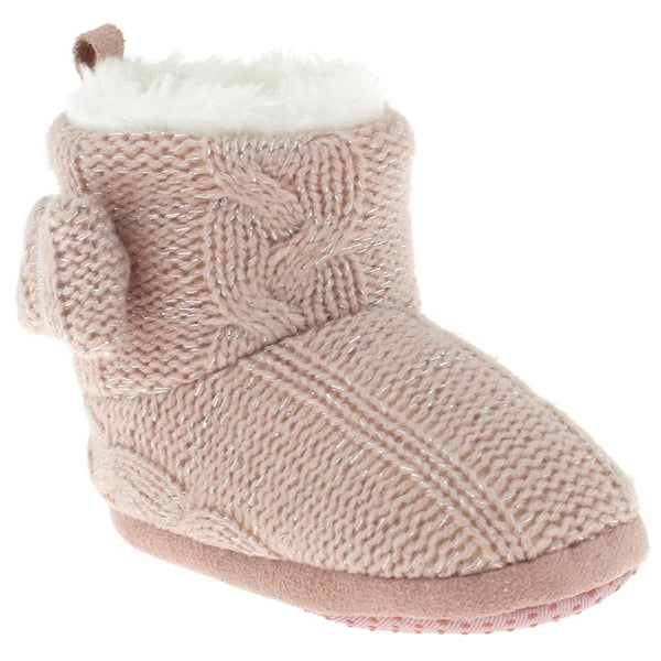 capelli new york Infant Metallic Knit Boot with Bow Trim