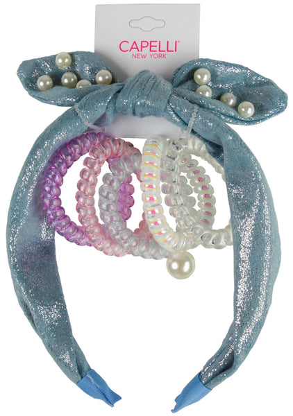 capelli new york Kids' 6-Piece Imitation Pearl Headband & Hair Coils Set