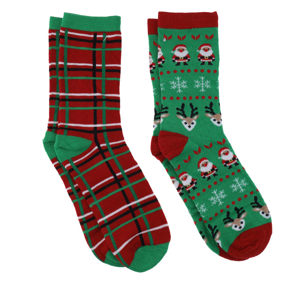 capelli new york Ladies 8" Christmas Fairisle Crew Socks with Velvet Twister