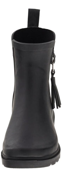 Capelli New York Ladies All Over Matte Short Rain Boot With Side Metal Trim And Tonal Tassel