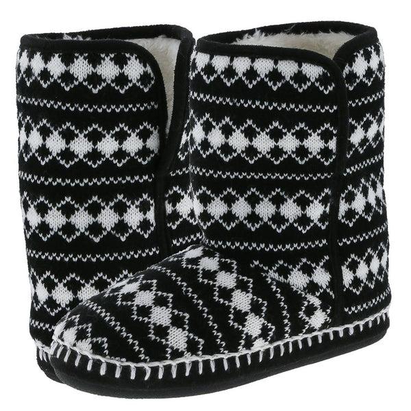 Capelli New York Ladies Black Diamond Knit Slipper Boot