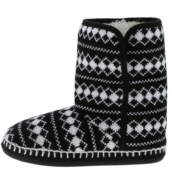 Capelli New York Ladies Black Diamond Knit Slipper Boot