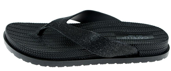 Capelli New York Ladies Black Glitter Textured Flip Flop