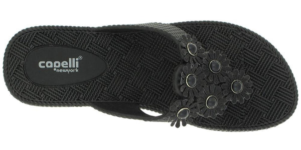 Capelli New York Ladies Black Woven Textured Ladies Flip Flop
