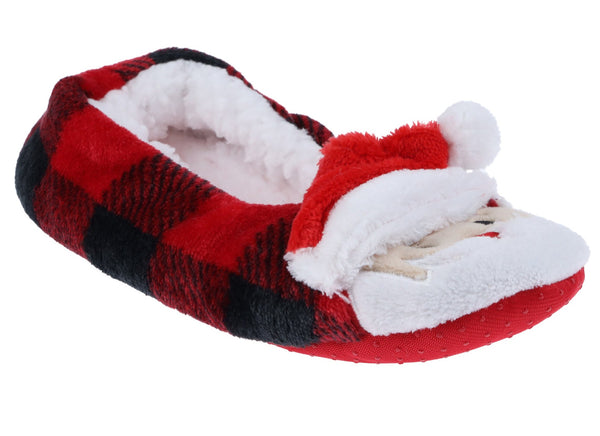 capelli new york Ladies Buffalo Plaid Santa Printed Slipper Socks