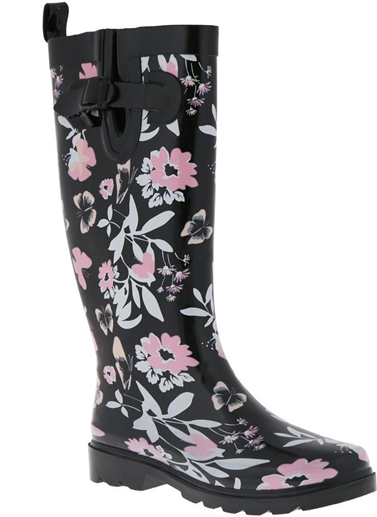 capelli new york Ladies Butterfly Floral Tall Rubber Rain Boot