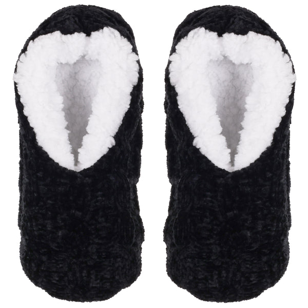 Capelli New York Ladies Cable Knit Chenille Pull On Slipper Socks