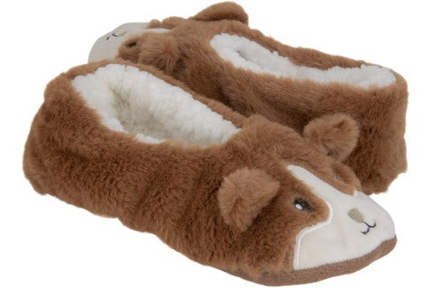 Capelli New York Ladies Corgi Faux Fur Pull On Slipper Socks With 3D Ears