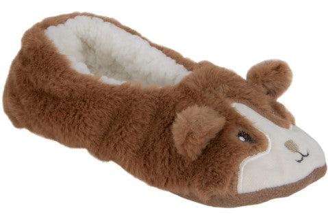capelli new york Ladies Corgi Faux Fur Pull on Slipper Socks with 3D ears