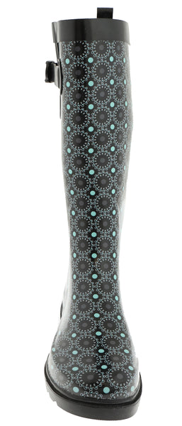 Capelli New York Ladies Dials And Dots Tall Rubber Rain Boot