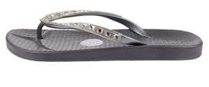 Capelli New York Ladies Fashion Flip Flops With Gem And Rhinestone Trim