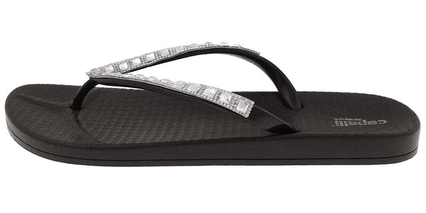 Capelli New York Ladies Fashion Flip Flops With Gem And Rhinestone Trim
