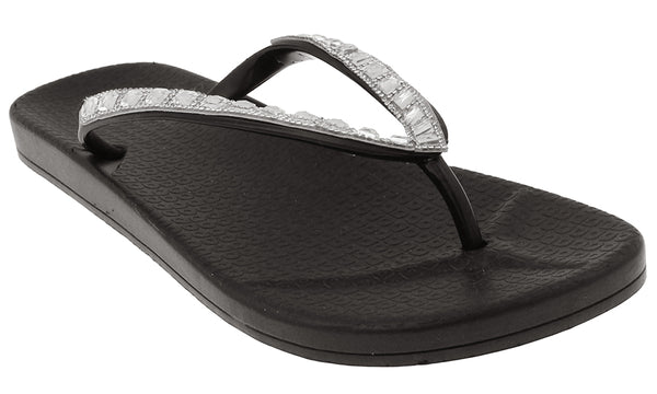 capelli new york Ladies Fashion Flip Flops with Gem and Rhinestone Trim