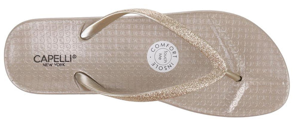 Capelli New York Ladies Fashion Flip Flops With Glitter Jelly Trim
