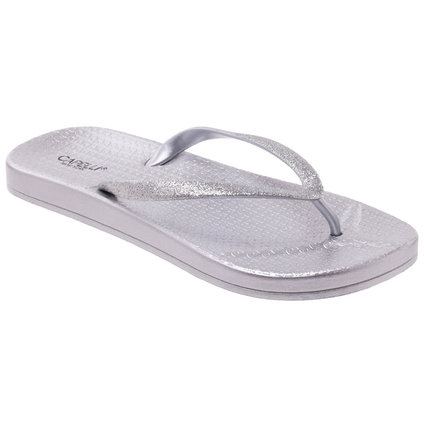 capelli new york Ladies Fashion Flip Flops with Glitter Jelly Trim