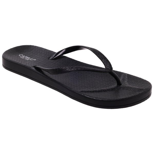 capelli new york Ladies Fashion Flip Flops with Glitter Jelly Trim
