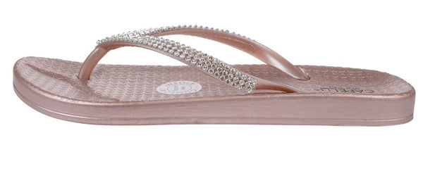 Capelli New York Ladies Fashion Flip Flops With Rhinestone Trim