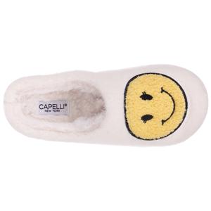 Capelli New York Ladies Faux Berber Scuff With Smiley Face Applique