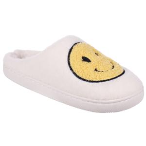 capelli new york Ladies Faux Berber Scuff with Smiley Face Applique