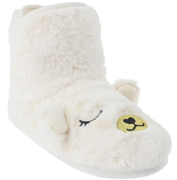 capelli new york Ladies Faux Fur and Knit Dreamy Bear Slipper Boot