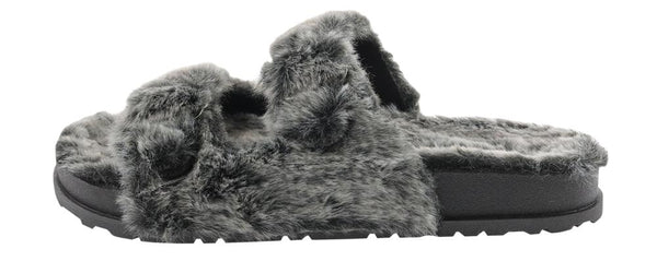 Capelli New York Ladies Faux Fur Double Strap Slide