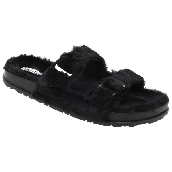 capelli new york Ladies Faux Fur Double Strap Slide