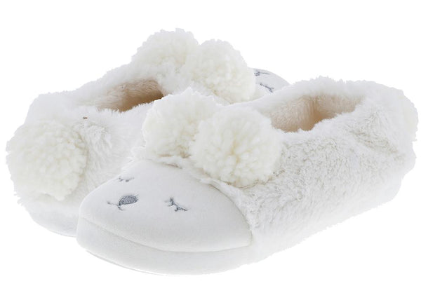 Capelli New York Ladies Faux Fur Sleeping Lamb Moccasin Slipper