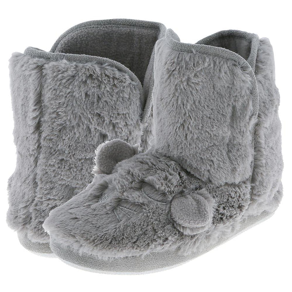 Capelli New York Ladies Faux Fur Sleeping Mouse Slipper Boot