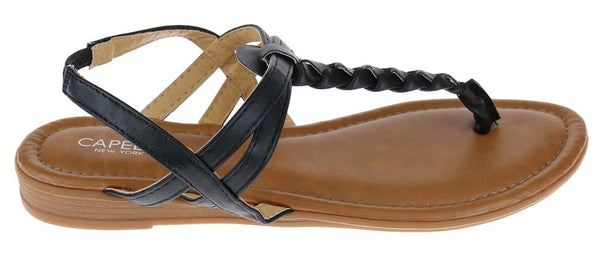 Capelli New York Ladies Faux Leather Braided Thong Sandal