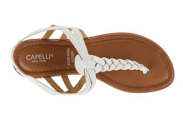 Capelli New York Ladies Faux Leather Braided Thong Sandal