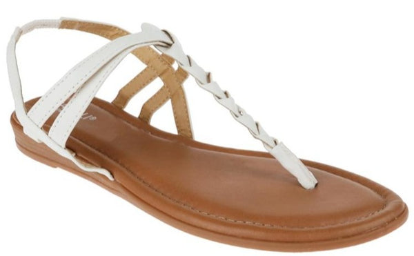capelli new york Ladies Faux Leather Braided Thong Sandal