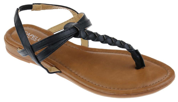 capelli new york Ladies Faux Leather Braided Thong Sandal