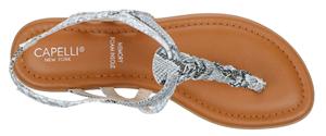 Capelli New York Ladies Faux Leather Snakeskin Braided Thong Sandal