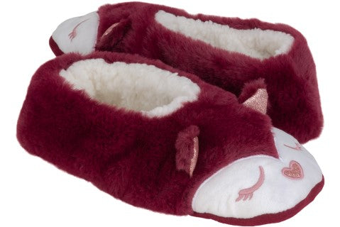 Capelli New York Ladies Fox Faux Fur Pull On Slipper Socks With 3D Ears