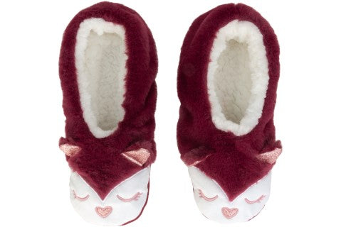 Capelli New York Ladies Fox Faux Fur Pull On Slipper Socks With 3D Ears