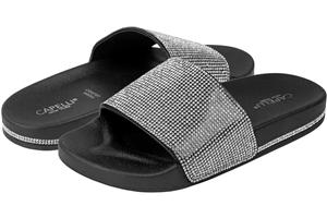 Capelli New York Ladies Gem Fashion Flip Flop Slide With Gem Trim