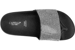 Capelli New York Ladies Gem Fashion Flip Flop Slide With Gem Trim