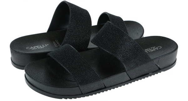 Capelli New York Ladies Glitter Double Strap Sandal