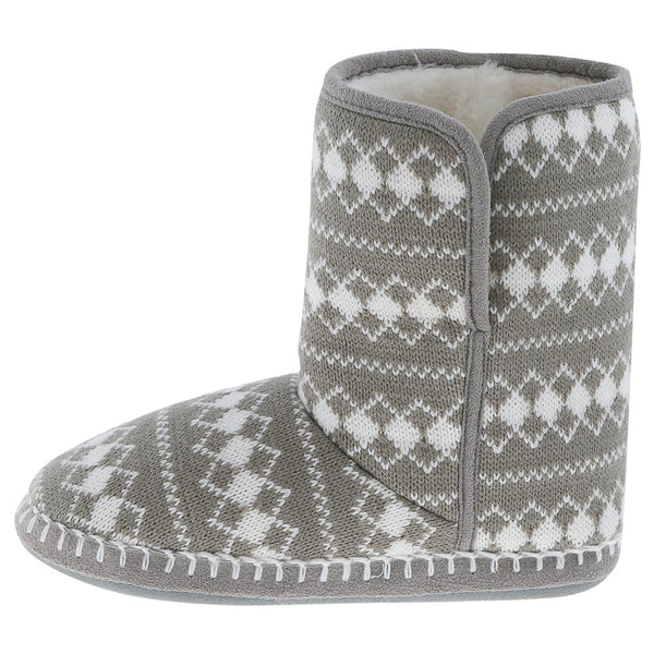 Capelli New York Ladies Grey Diamond Knit Slipper Boot