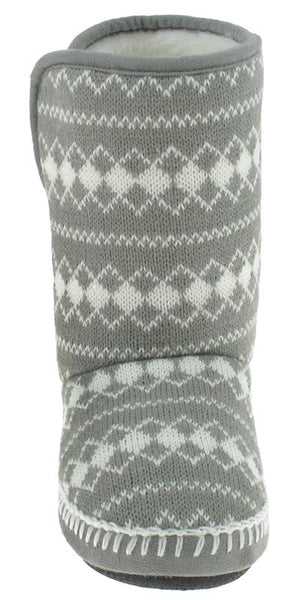 Capelli New York Ladies Grey Diamond Knit Slipper Boot