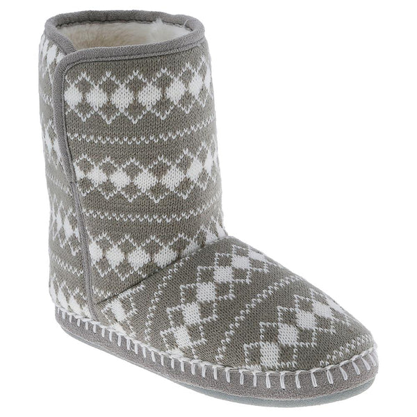 capelli new york Ladies Grey Diamond Knit Slipper Boot