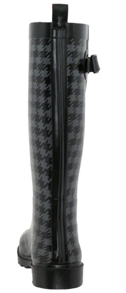 Capelli New York Ladies Houndstooth Tall Rubber Rain Boot