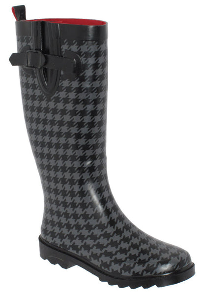 capelli new york Ladies Houndstooth Tall Rubber Rain Boot