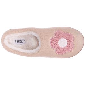 Capelli New York Ladies Indoor Slipper With Flower Applique And Embroidery
