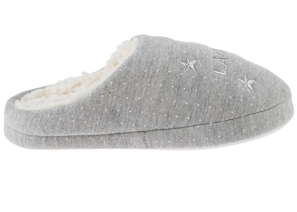 Capelli New York Ladies Lazy Day Polka Dots And Stars Moccasin Slipper